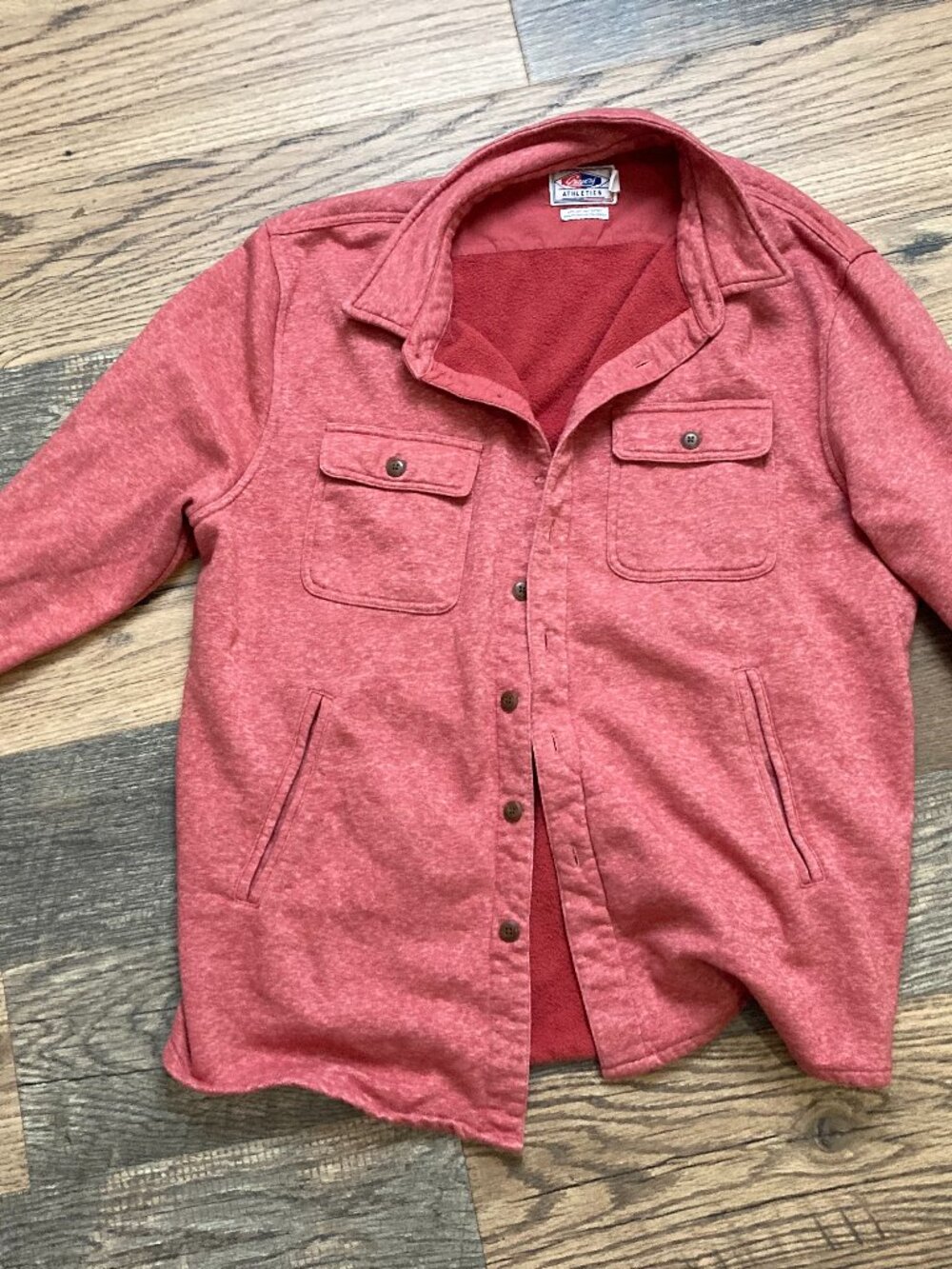 Grayers Athletics VTG  Fleece Shirt Jacket Mens XL Red Button Front